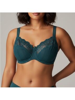Prima Donna Lace Wired Bra Size 36G Dark Green